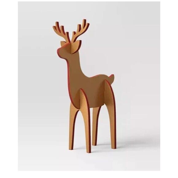 Wondershop 3pc Wood Nutcracker and Reindeer Christmas Character Set Red/Gold - Picture 3 of 5